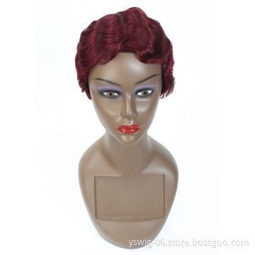 Short Lace Human Hair Wigs for Women Brazilian Finger Wave Wig Remy Human Hair Pixie Curl Lace Wigs